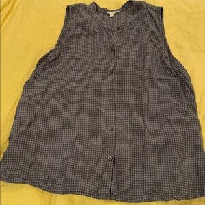 Eileen Fisher Puckered Organic Linen Sleeveless Shirt - M